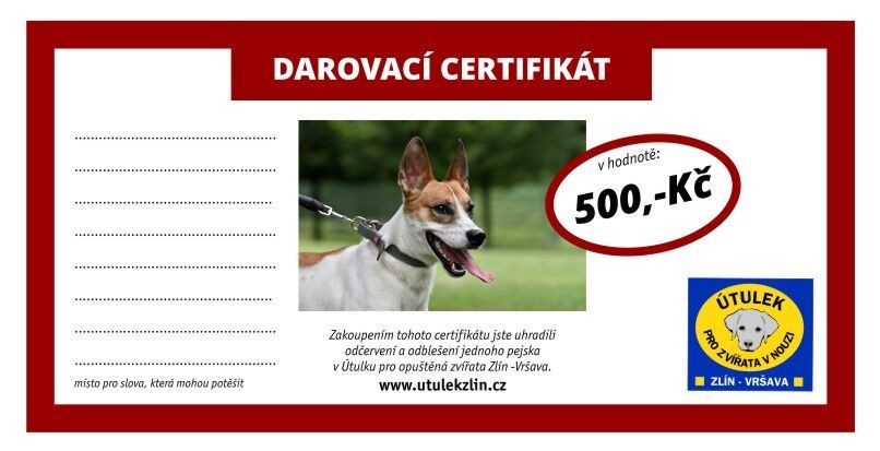Certifikaty utulek 500